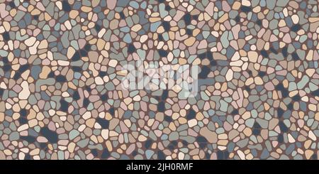 Seamless pebble mosaic organic floor texture. Vector background. Tile decoration patten for path, wall and paving. Design of kitchen, bathroom, outdoo Stock Vector