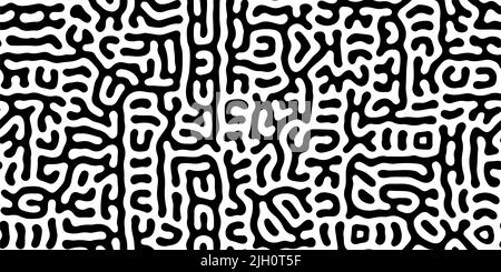 Tribal ethnic ornament. Turing reaction diffusion monochrome seamless pattern. Natural background with organic structures. Vector illustration of chem Stock Vector