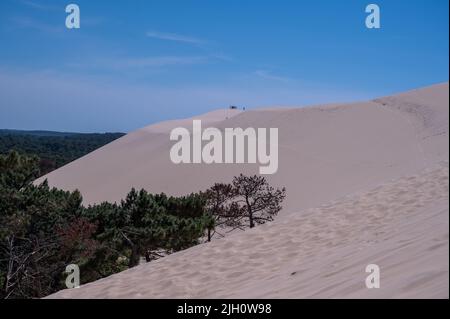 The Dune of Pilat also called Grande Dune du Pilat, the tallest sand dunes in Europe overlooking Arcachon Bay in France Stock Photo