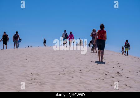 The Dune of Pilat also called Grande Dune du Pilat, the tallest sand dunes in Europe overlooking Arcachon Bay in France Stock Photo