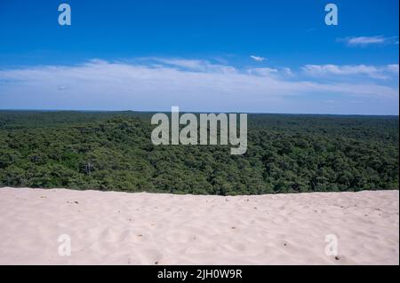 The Dune of Pilat also called Grande Dune du Pilat, the tallest sand dunes in Europe overlooking Arcachon Bay in France Stock Photo