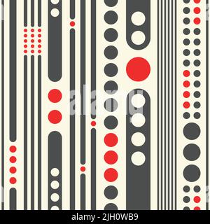 Seamless Vertical Stripes and Circles Wallpaper. Minimal Geometric Graphic Design. Stylish Modern Pattern Stock Vector