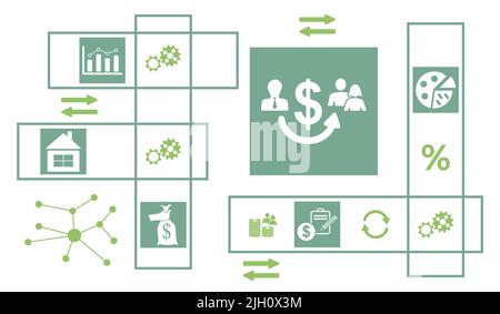 Concept of personal loan with connected icons Stock Photo