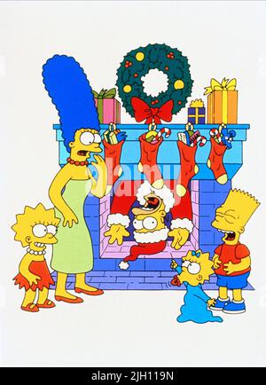 LISA,MARGE,HOMER,MAGGIE,SIMPSON, THE SIMPSONS, 1989 Stock Photo