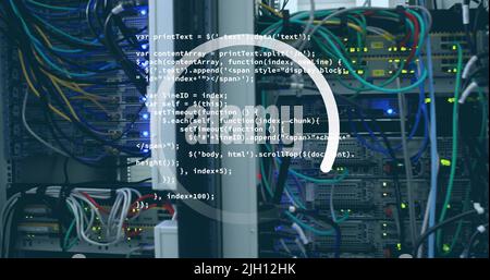 Image of loading ring over data processing and server room Stock Photo