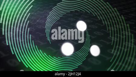 Image of loading ring over binary coding Stock Photo