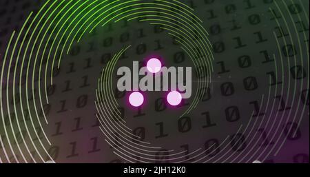 Image of loading ring over binary coding Stock Photo