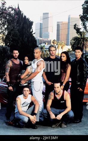 SHULZE,RODRIGUEZ,DIESEL,WALKER,BREWSTER,YUNE,LINDBERG,STRONG, THE FAST AND THE FURIOUS, 2001 Stock Photo
