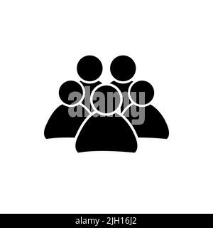 Five People, Icon. Illustration of crowd of people icon silhouettes vector. Social icon. Flat style design. Stock Vector