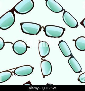 Set of eyeglasses. Optical instrument for better seeing. Seamless pattern. Object isolated on white background. Vector Stock Vector