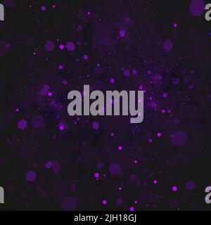 The violet purple colors glowing falling hexagon shapes, fractal background Stock Photo