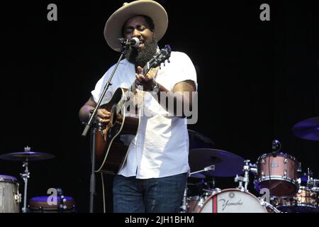 Marostica, Italy. 13th July, 2022. American singer-songwriter Nathan Graham performed on the stage of the Marostica Summer Festival. Open act of the life of Ben Harper and The Innocent Criminals. (Photo by Mimmo Lamacchia/Pacific Press) Credit: Pacific Press Media Production Corp./Alamy Live News Stock Photo