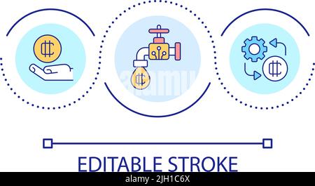 Crypto faucets loop concept icon Stock Vector