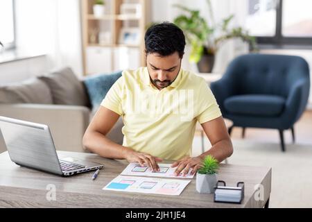 ui designer working on user interface at home Stock Photo