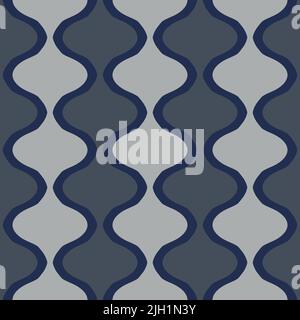 Seamless vector pattern with abstract texture on grey background. Simple wavy line wallpaper design. Modern decor fashion textile. Stock Vector