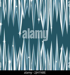Seamless vector pattern with icicles on green background. Simple frozen snow wallpaper design. Decorative shiny crystal fashion textile. Stock Vector