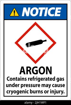 Notice Argon GHS Sign On White Background Stock Vector