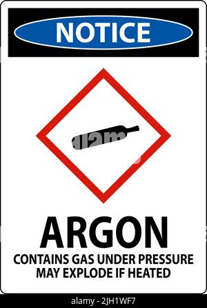 Notice Argon GHS Sign On White Background Stock Vector
