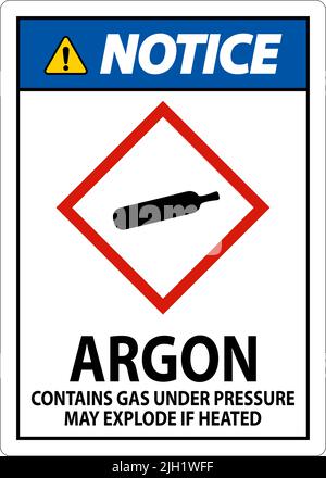 Notice Argon GHS Sign On White Background Stock Vector