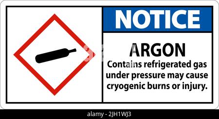Notice Argon GHS Sign On White Background Stock Vector