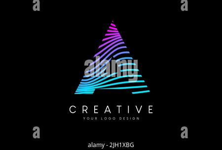 E Letter Logo with Lines Design And Purple Swoosh Vector Letters ...