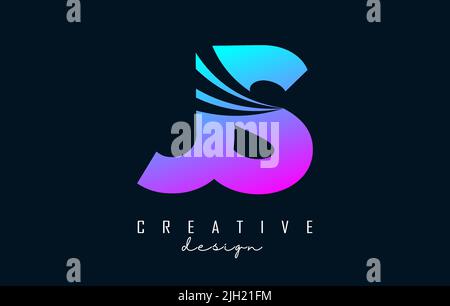Creative colorful letter JS J s logo with leading lines and road concept design. Letters with geometric design. Vector Illustration with letter and cr Stock Vector