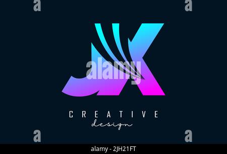 Creative colorful letter JX J x logo with leading lines and road concept design. Letters with geometric design. Vector Illustration with letter and cr Stock Vector