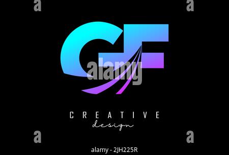 Creative colorful letter GF g f logo with leading lines and road concept design. Letters with geometric design. Vector Illustration with letter and cu Stock Vector