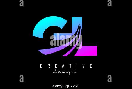 Creative colorful letter GL g L logo with leading lines and road concept design. Letters with geometric design. Vector Illustration with letter and cu Stock Vector