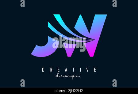 Creative colorful letter JW J w logo with leading lines and road concept design. Letters with geometric design. Vector Illustration with letter and cr Stock Vector