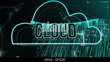 Image of cloud text over spots on black background Stock Photo