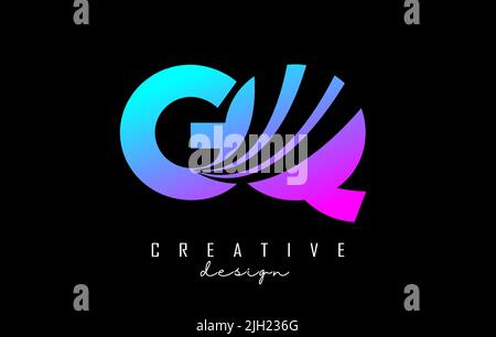 Creative colorful letter Gq g q logo with leading lines and road concept design. Letters with geometric design. Vector Illustration with letter and cu Stock Vector