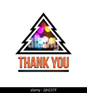 Christmas tree thank you card. Xmas lights Stock Vector