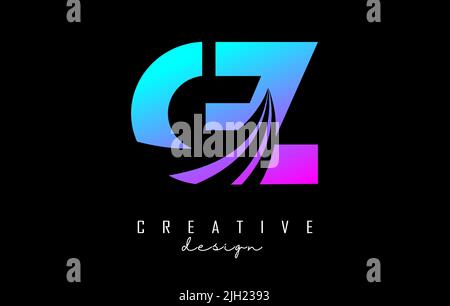 Creative colorful letter GZ g z logo with leading lines and road concept design. Letters with geometric design. Vector Illustration with letter and cu Stock Vector