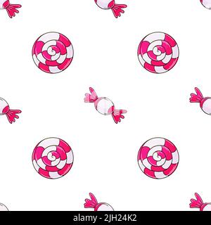 Cute pattern with sweets. Candies. Round raspberry lollipops seamless pattern. Print for cloth design, textile, fabric Stock Vector