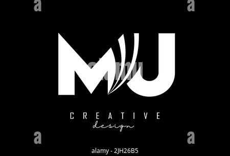 Creative white letter MU m u logo with leading lines and road concept design. Letters with geometric design. Vector Illustration with letter and creat Stock Vector