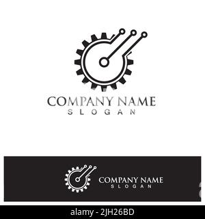 Vector world and gear logo combination. Earth and mechanic symbol or icon. Unique globe and industrial logotype design template. Stock Vector