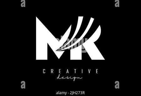Creative white letter MR m r logo with leading lines and road concept design. Letters with geometric design. Vector Illustration with letter and creat Stock Vector