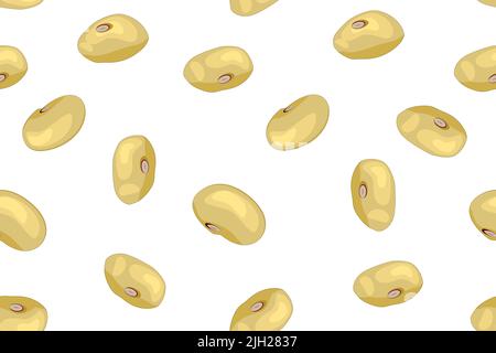 Soybean seamless pattern.Kidney white beans for label,packaging,wrapping paper, or farmer market design.Natural energy protein and organic food.Vector Stock Vector