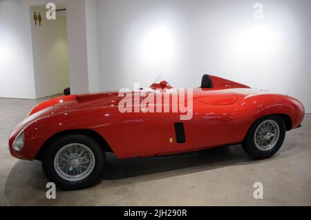 New York City, USA. 14th July, 2022. A 1953 Ferrari 375 MM Spider by Scaglietti, estimated at $8/10 million, is featured at RM Sotheby's Monterey Auction Preview on July 14, 2022 in New York City. (Photo by Efren Landaos/Sipa USA) Credit: Sipa USA/Alamy Live News Stock Photo