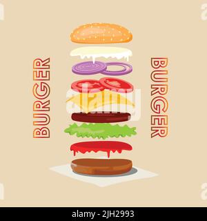 Stack Burger vector illustration Stock Vector