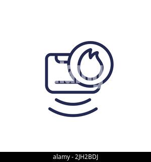 Fire detector, smoke sensor line icon Stock Vector