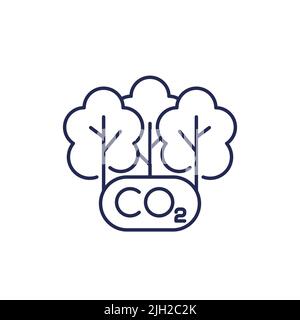 carbon offset and reducing co2 gas line icon Stock Vector