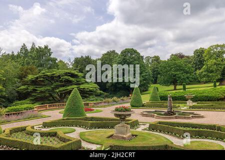 Park and parterre garden at historic Tatton Park, English Stately Home in Cheshire, UK. Stock Photo