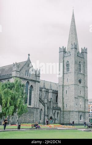 St. Patrick's Cathedral in Dublin, Ireland and its gardens Stock Photo