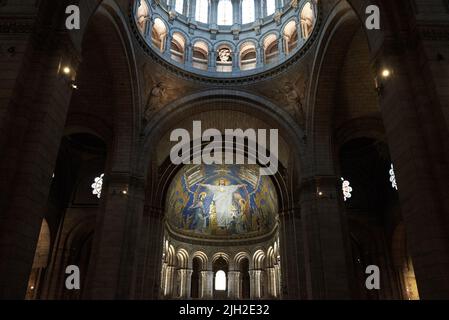 PARIS, FRANCE -APRIL 7, 2018:  The Basilica of the Sacred Heart of Paris (Sacre-Cueur). Inside view. Stock Photo