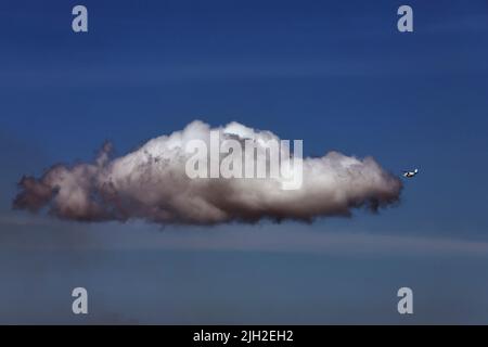Hydroplane in sky, Cloudy scape Stock Photo