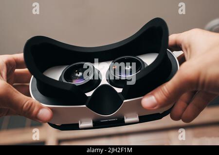 Space image in virtual reality glasses Stock Photo