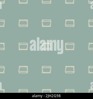 Opened window lean forward seamless pattern. Retro element inside wall in hand drawn style. Sketch texture for fabric, wallpaper, textile, print, titl Stock Vector