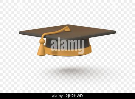 Cute cartoon graduation cap. Education, degree ceremony concept. Vector illustration. Stock Vector